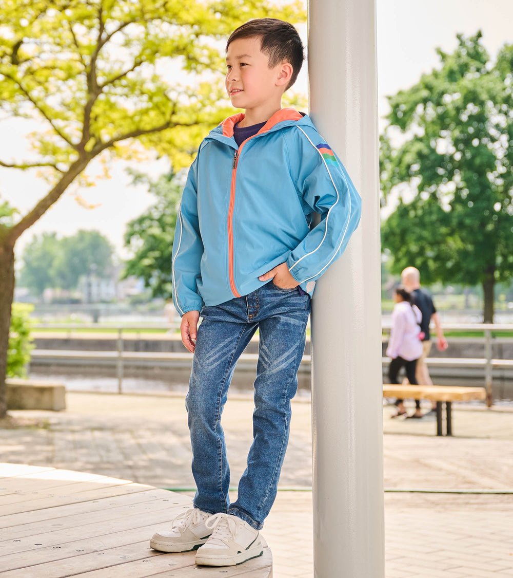 Hatley Boys Niagara Blue Jersey Lined-Rain Jacket