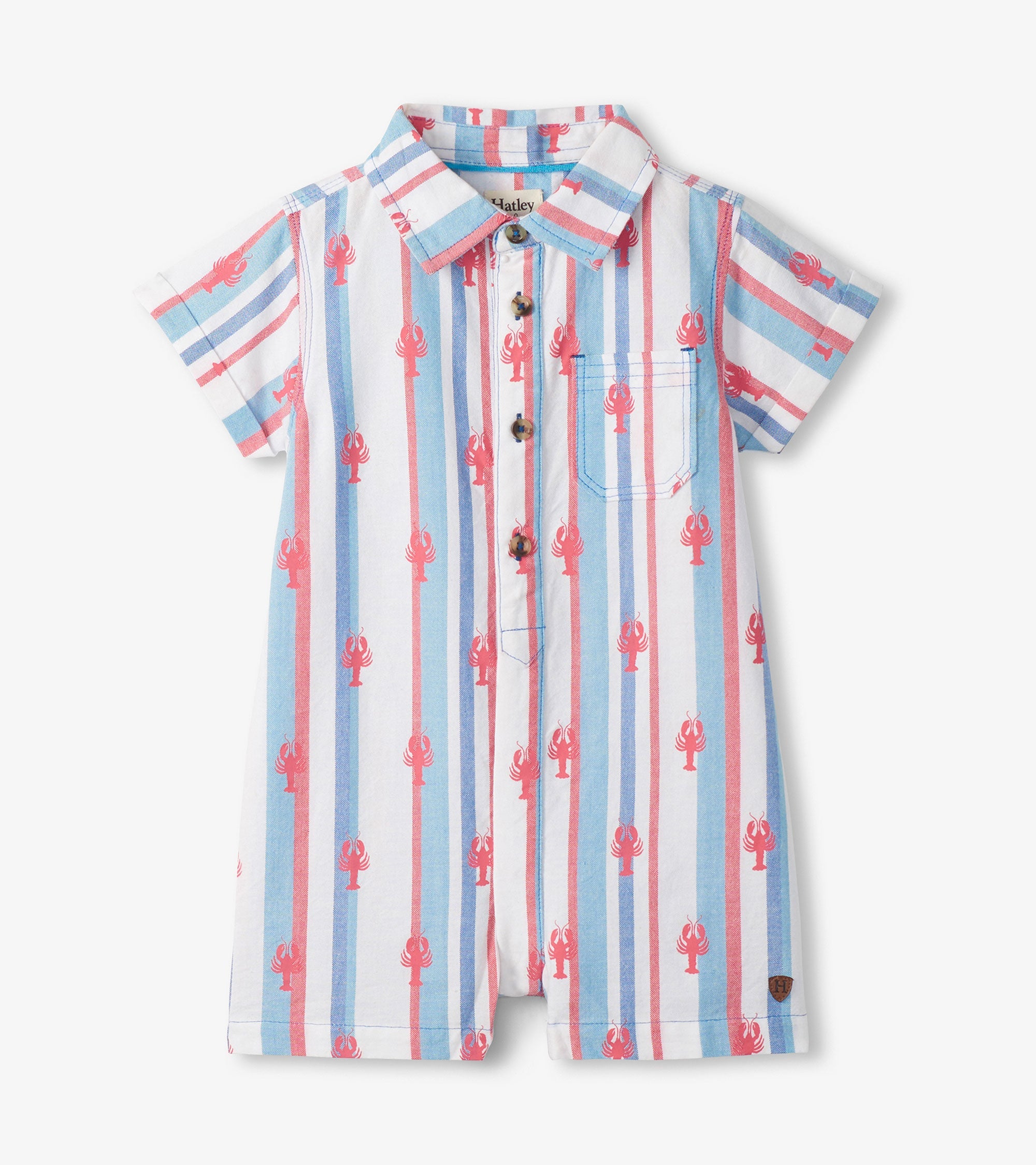 Hatley Baby Boys Preppy Lobsters Woven Romper