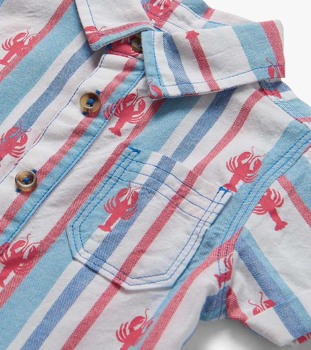Hatley Baby Boys Preppy Lobsters Woven Romper