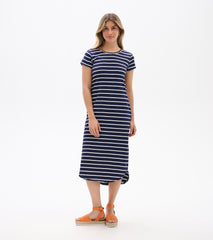 Hatley Midi Tee Shirt Dress - Navy and White Stripes
