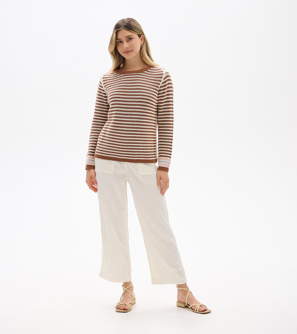 Hatley Pointelle Stripe Sweater - Neutral