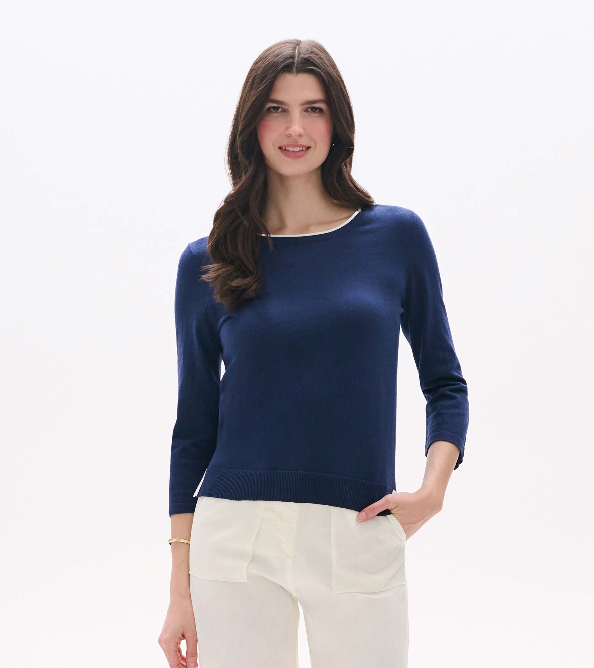Hatley 3/4 Sleeve Knit Top - Patriot Blue