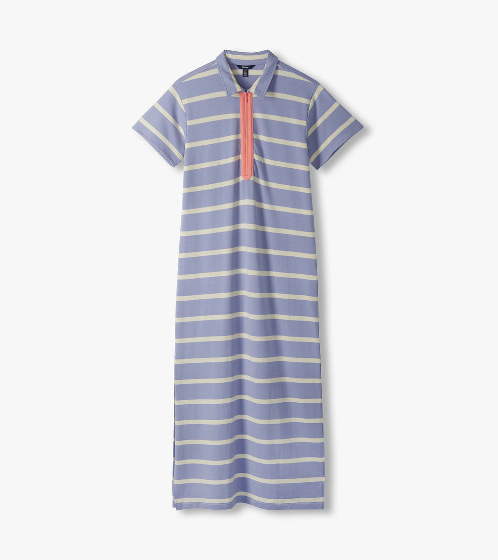 Hatley Contrast Zip Maxi Dress - Pale Iris Stripes