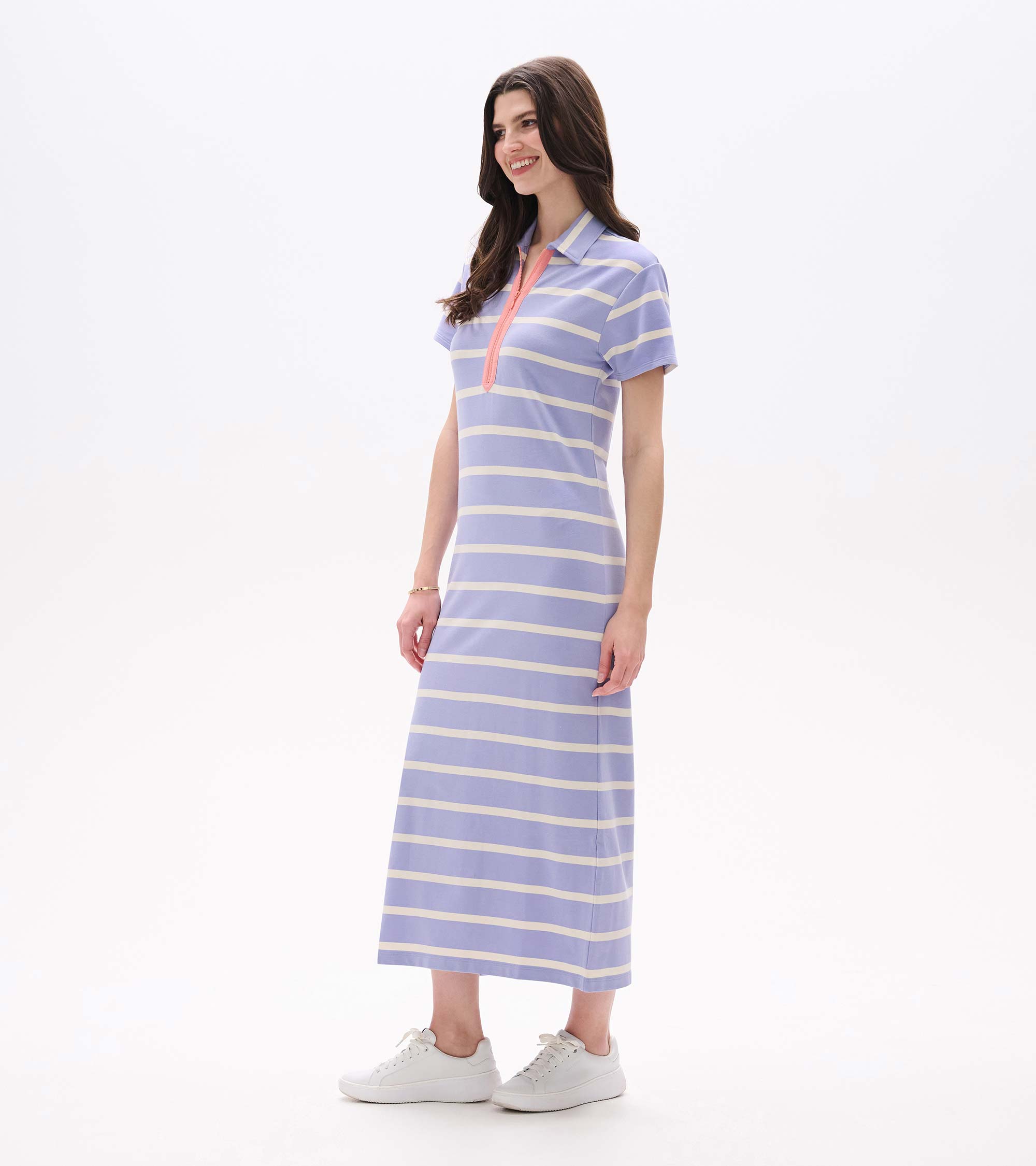 Hatley Contrast Zip Maxi Dress - Pale Iris Stripes