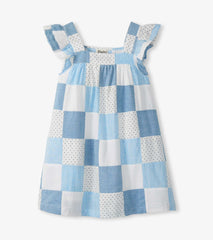 Hatley Girls Chambray Patches Flutter Puff Dress