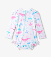 Hatley Baby Girls Painted Sealife One-Piece Rashguard Swimsuit