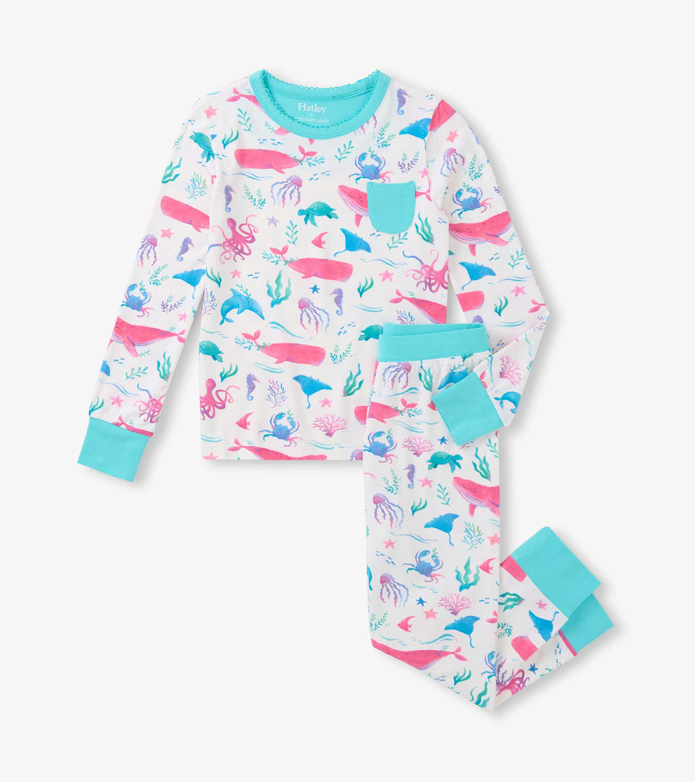 Hatley Girls Painted Sealife Bamboo Pajama Set