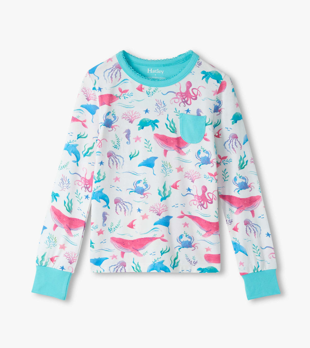 Hatley Girls Painted Sealife Bamboo Pajama Set