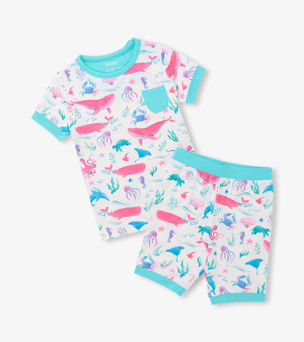 Hatley Girls Painted Sealife Bamboo Short Pajama Set