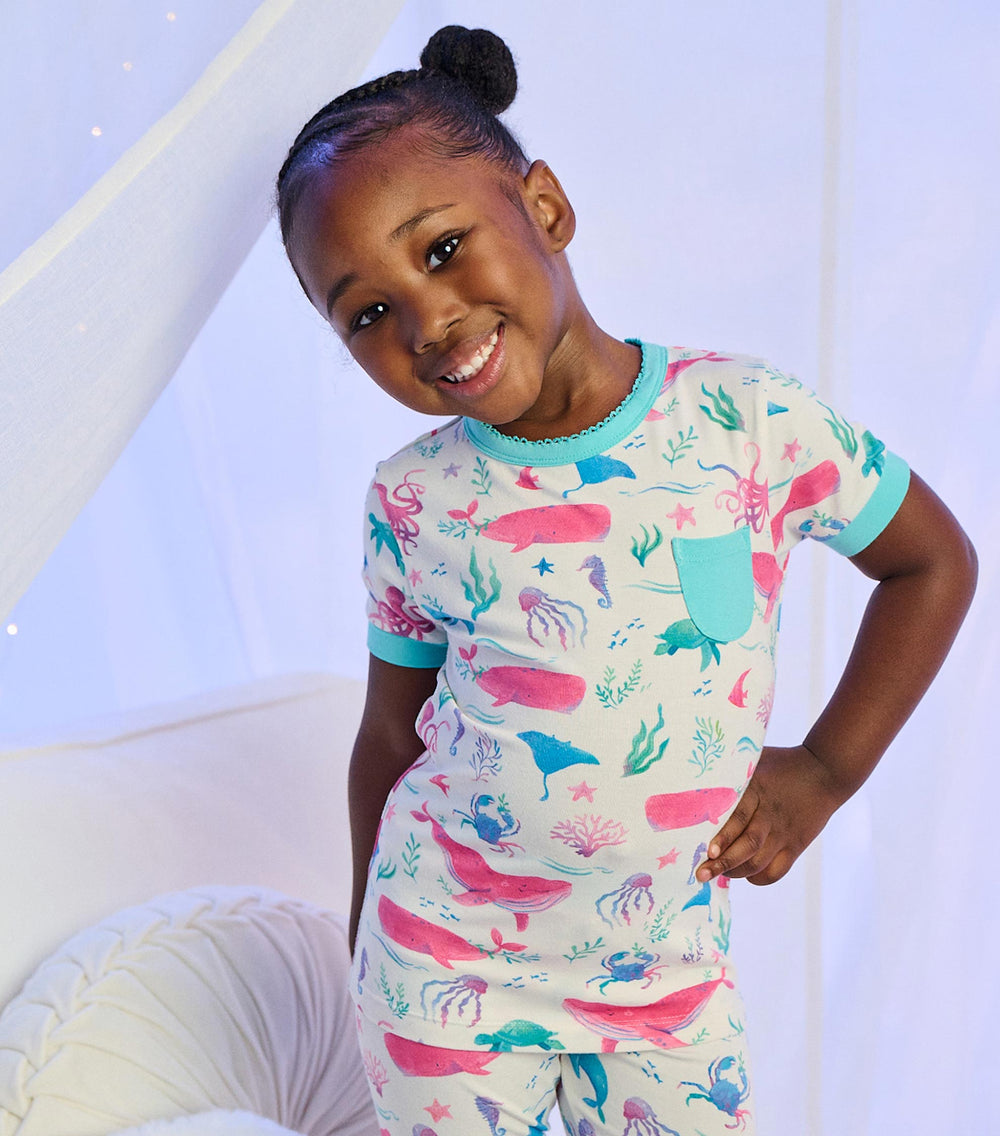 Hatley Girls Painted Sealife Bamboo Short Pajama Set