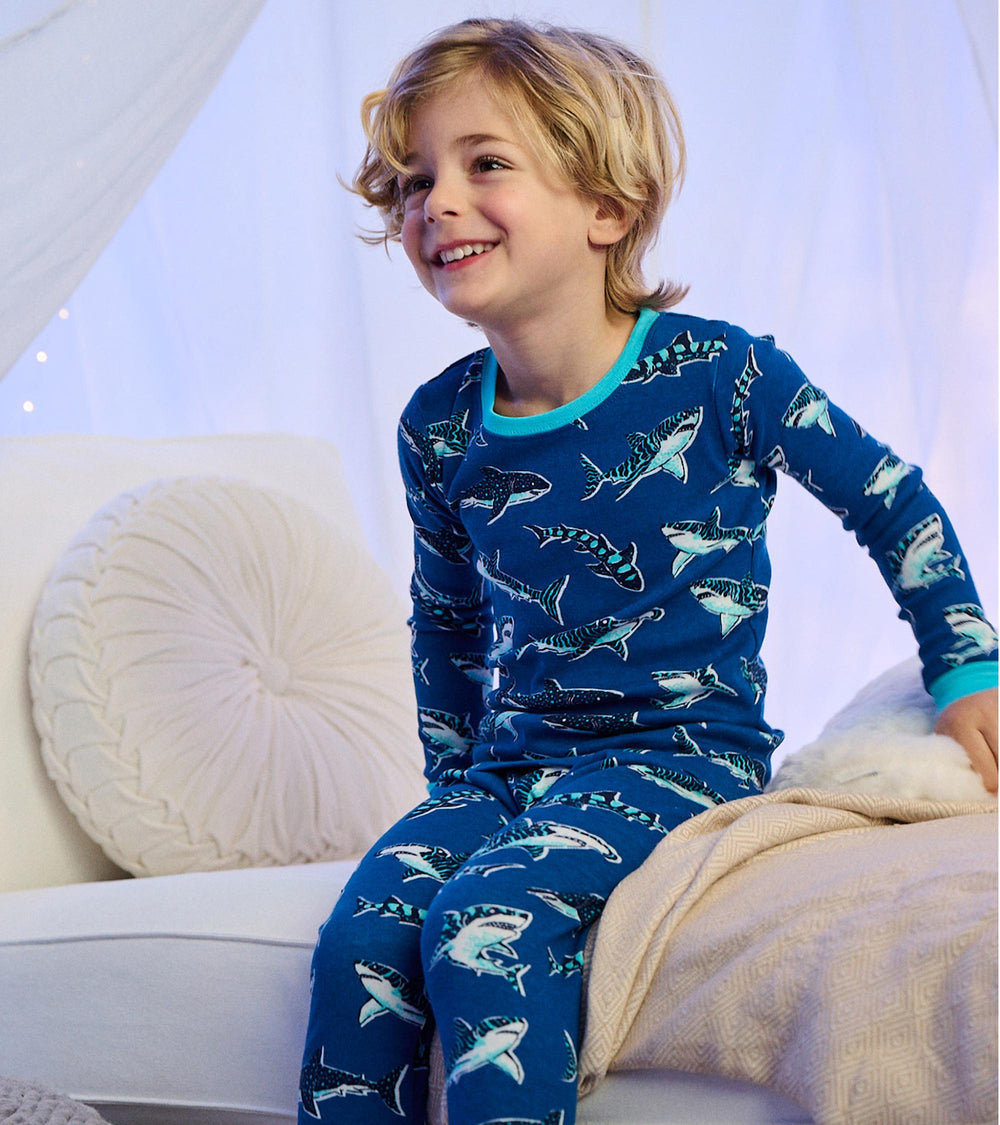 Hatley Boys Patterned Sharks Cotton Pajama Set