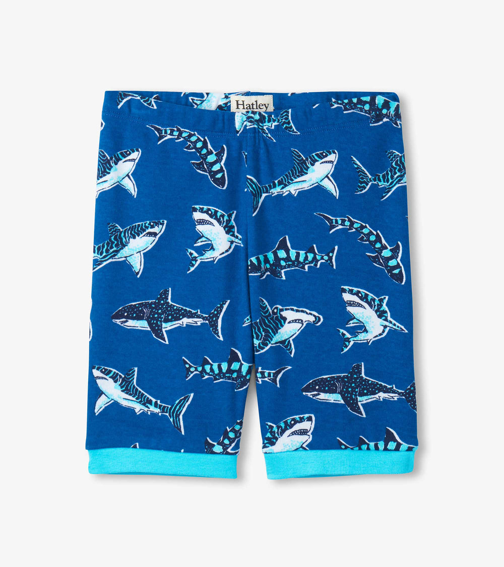 Hatley Boys Patterned Sharks Cotton Short Pajama Set