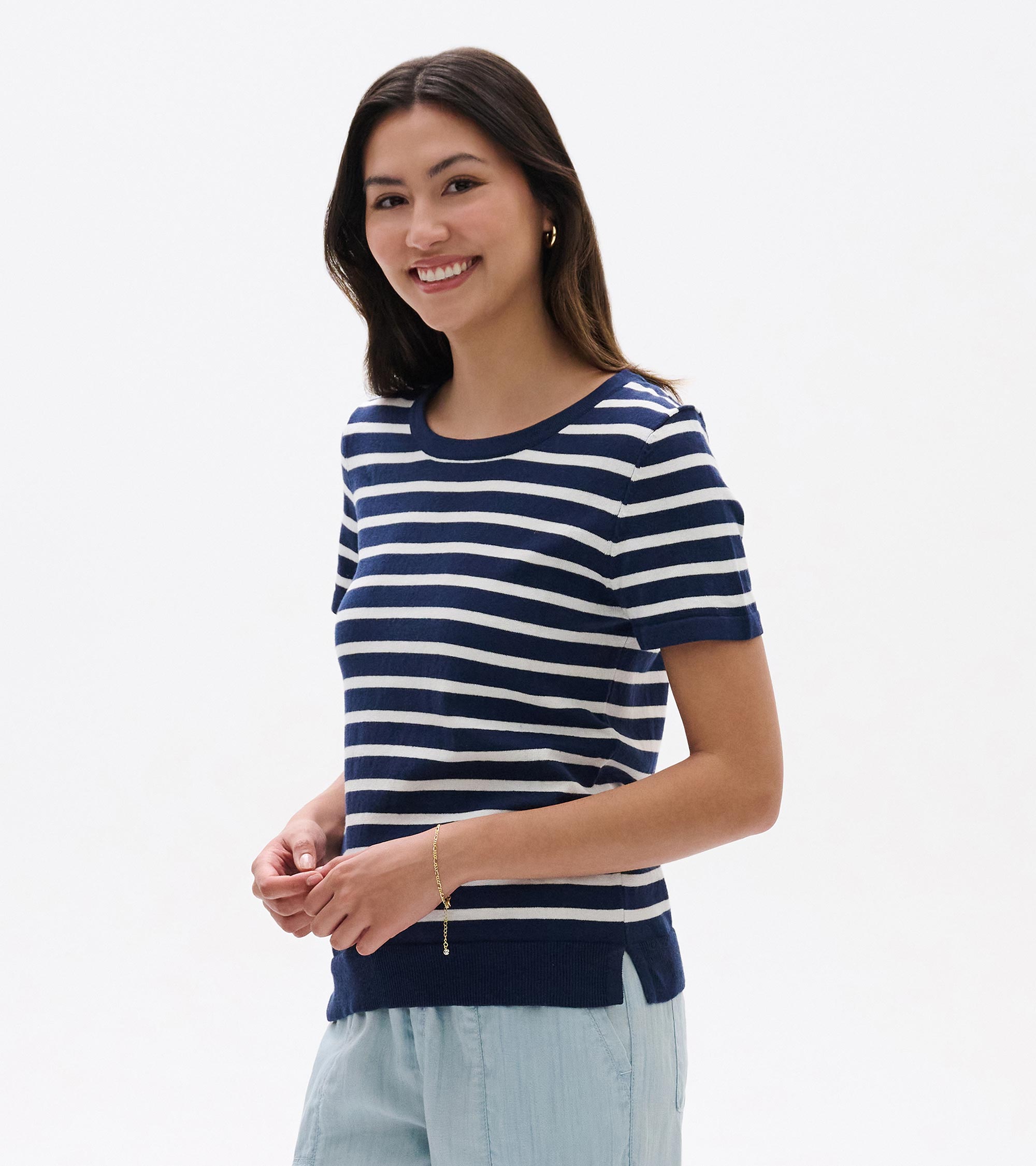 Hatley Simone Knit Tee - Navy & White Stripes