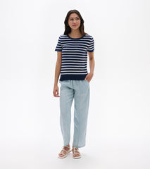 Hatley Simone Knit Tee - Navy & White Stripes