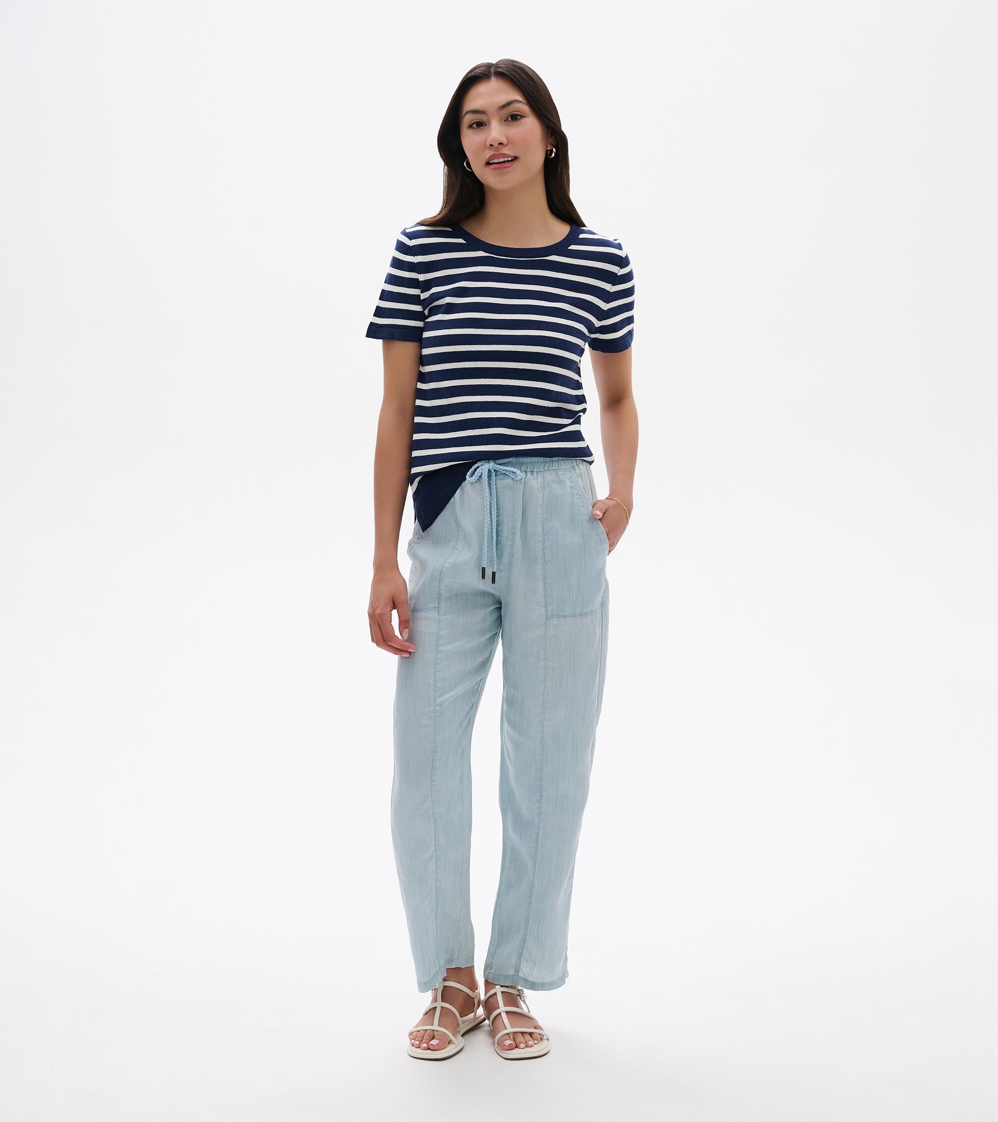 Hatley Simone Knit Tee - Navy & White Stripes