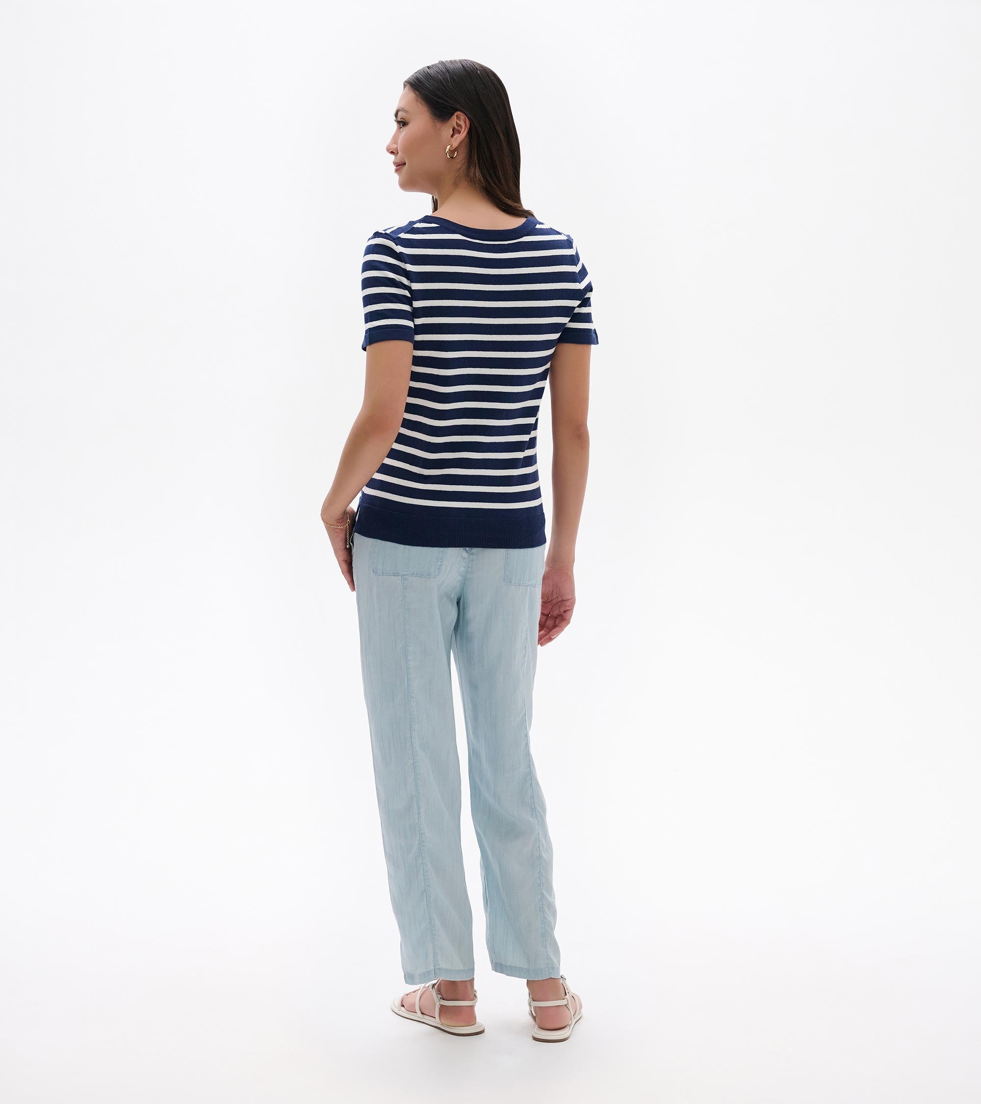 Hatley Simone Knit Tee - Navy & White Stripes