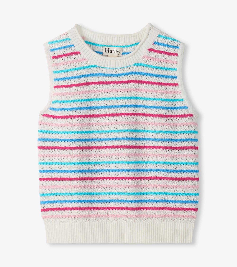Hatley Girls Rainbow Berry Stripe Crochet Tank