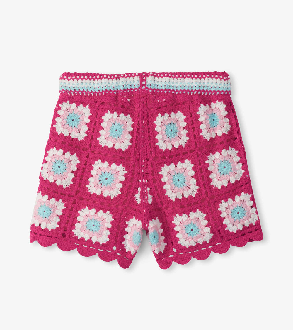 Hatley Girls Raspberry Rose Crochet Shorts