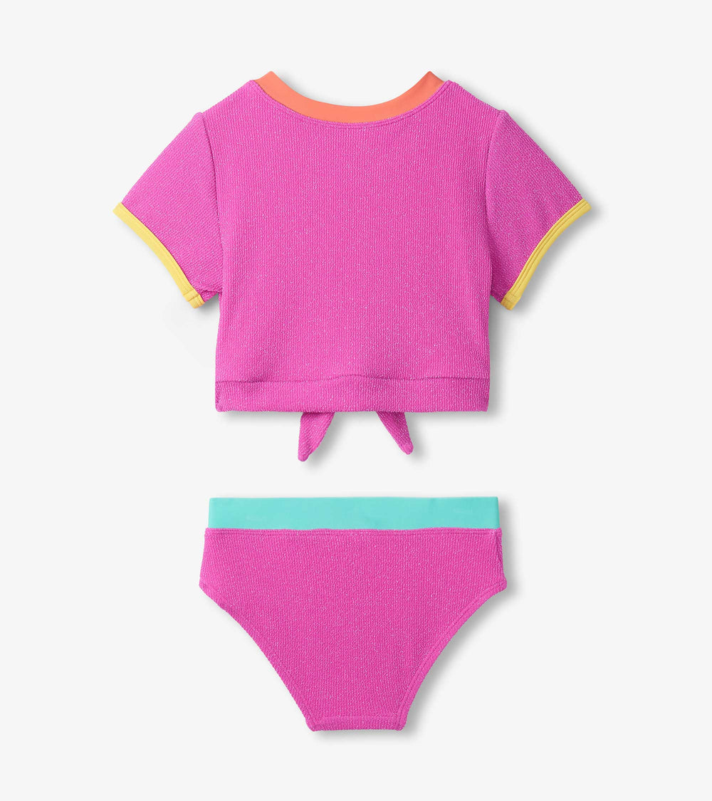 Hatley Girls Hot Pink Tie-Front Two-Piece Swimsuit