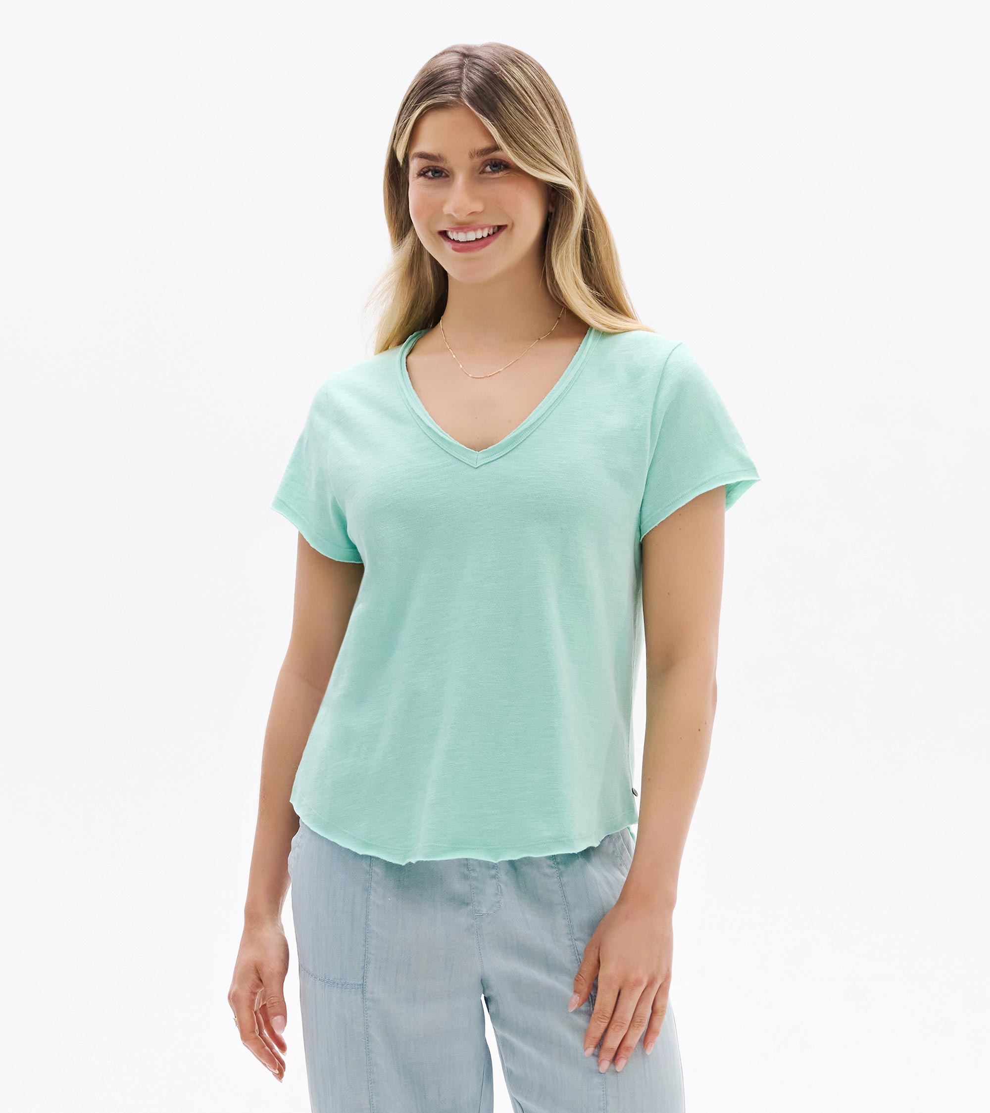 Hatley Sadie V-Neck Tee - Sea Glass