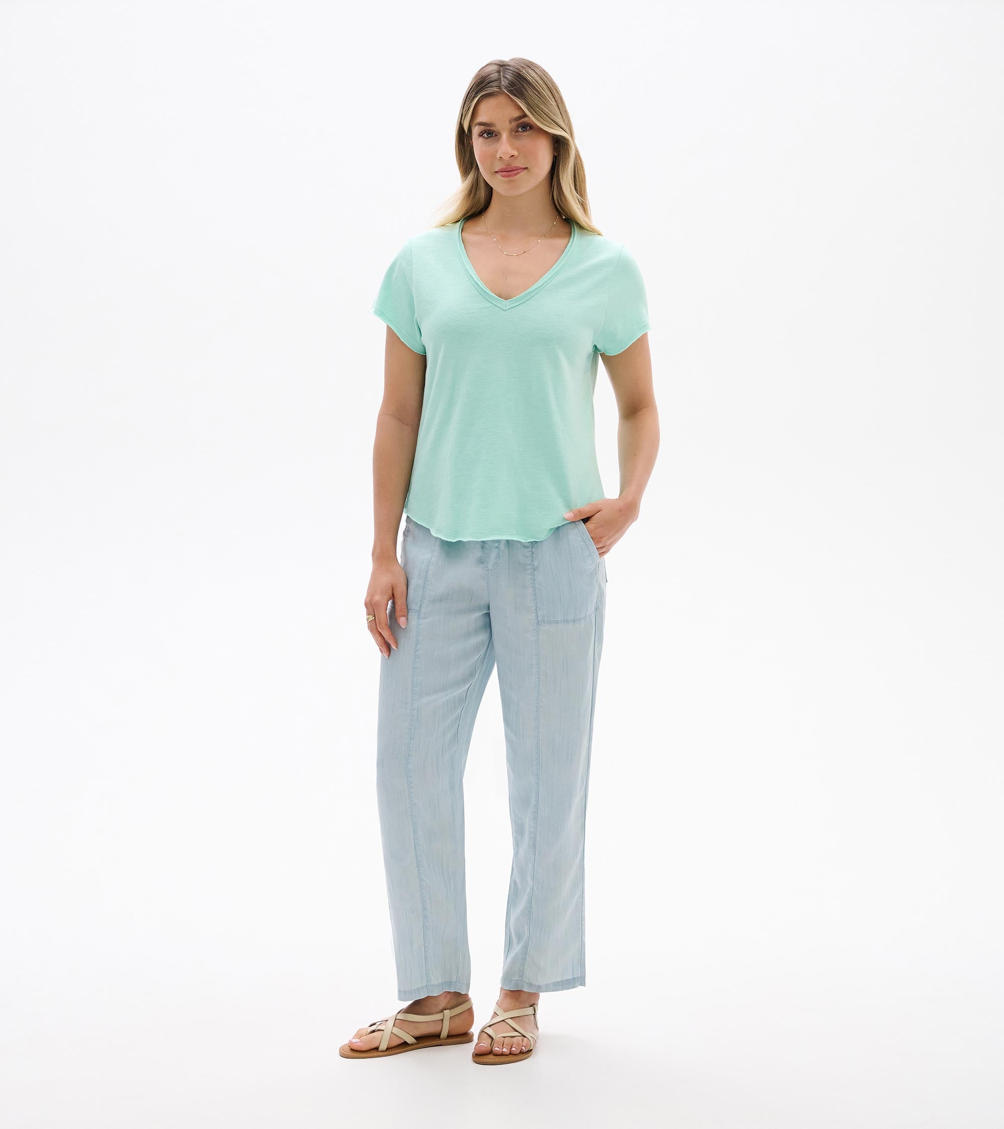 Hatley Sadie V-Neck Tee - Sea Glass