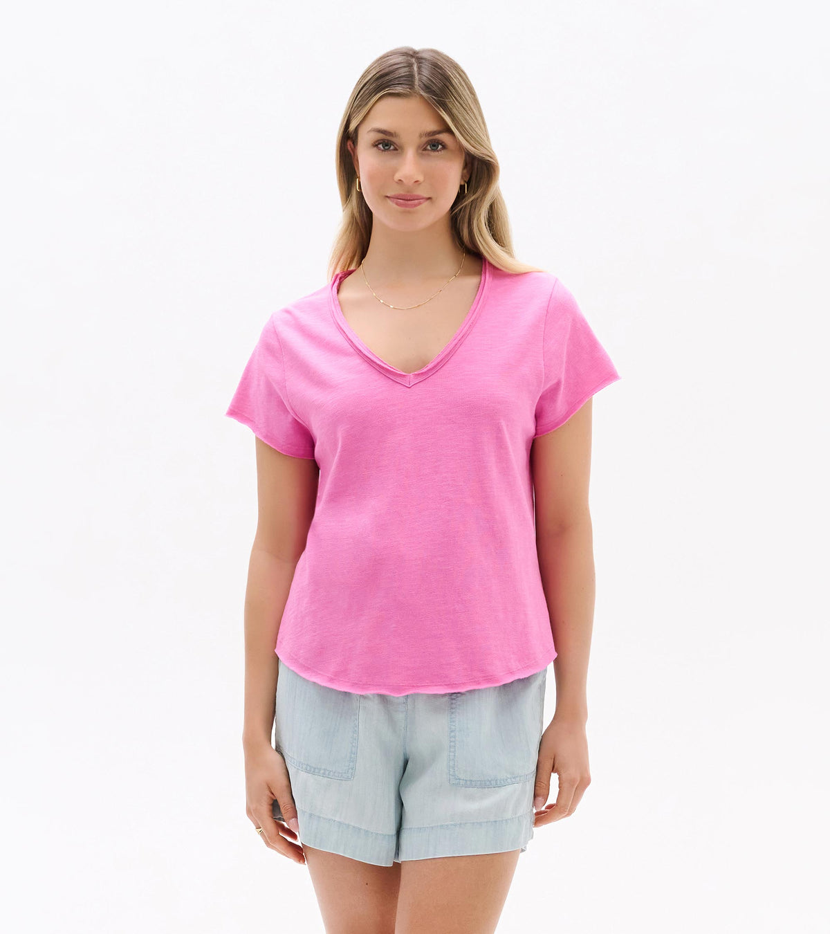 Hatley Sadie V-Neck Tee - Super Pink