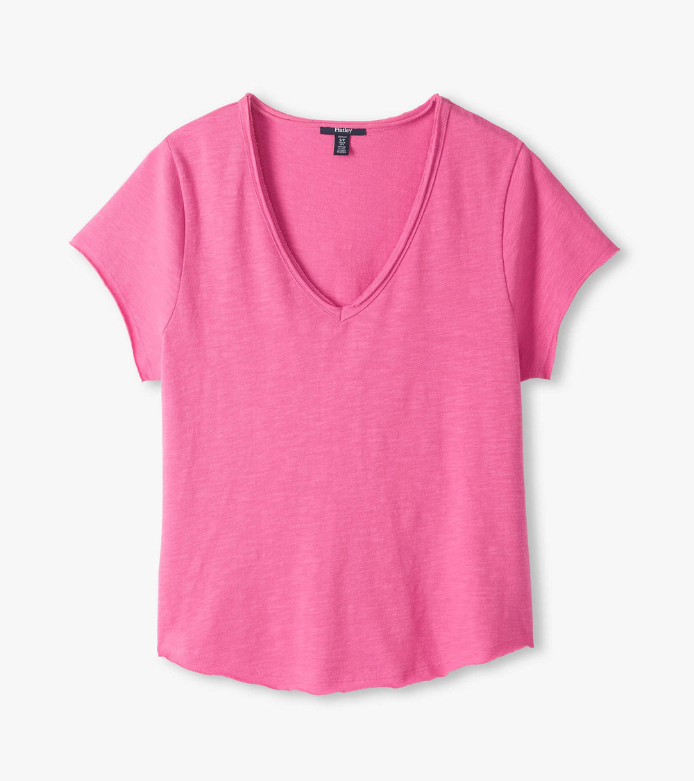 Hatley Sadie V-Neck Tee - Super Pink
