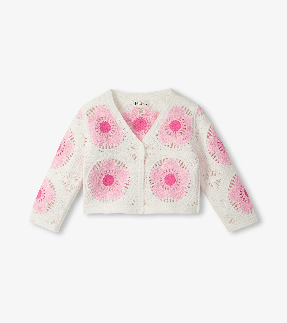 Hatley Baby & Toddler Girls Pink & Cream Flower Crochet Cardigan