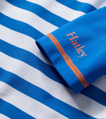 Hatley Boys Blue Stripe & Orange Short Sleeve Rashguard