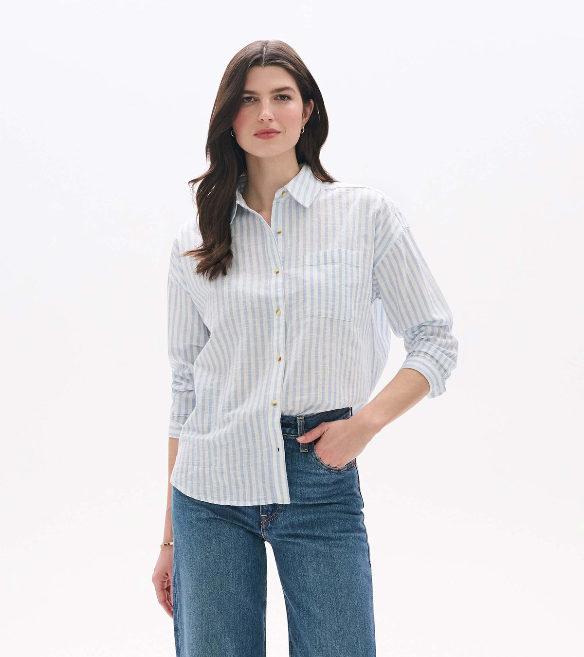 Hatley Relaxed Button Down - Cashmere Blue Stripes