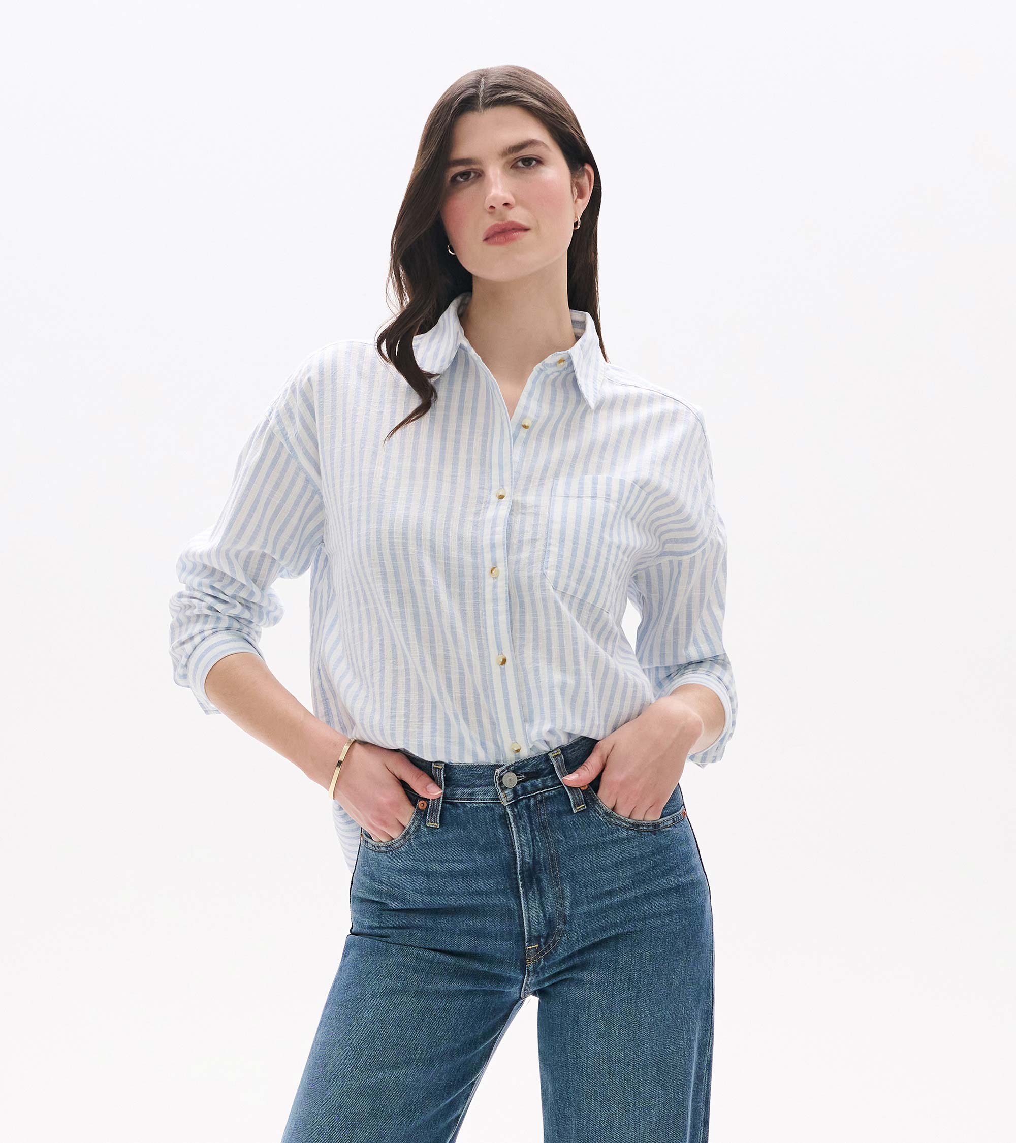 Hatley Relaxed Button Down - Cashmere Blue Stripes