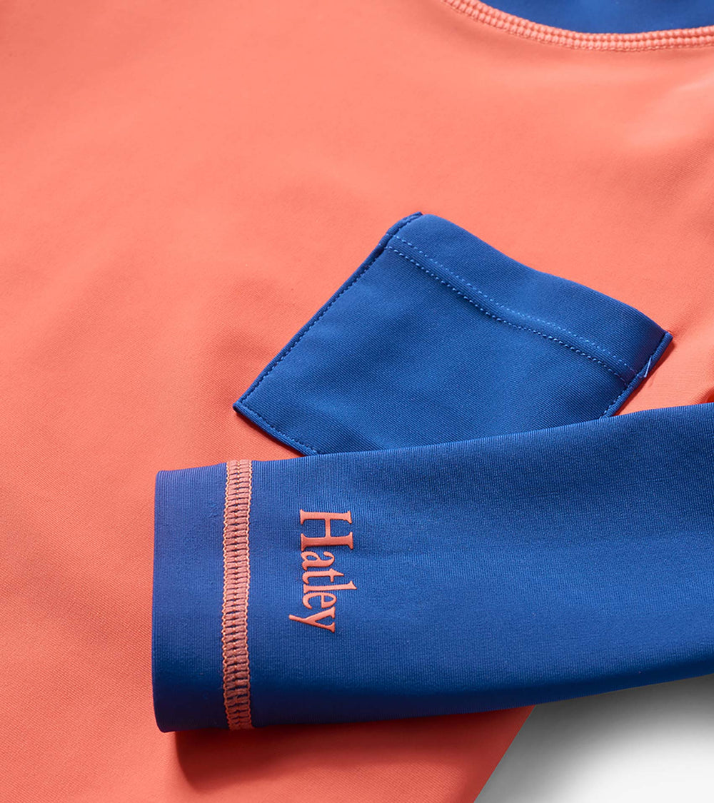 Hatley Boys Coral & Navy Long Sleeve Rashguard