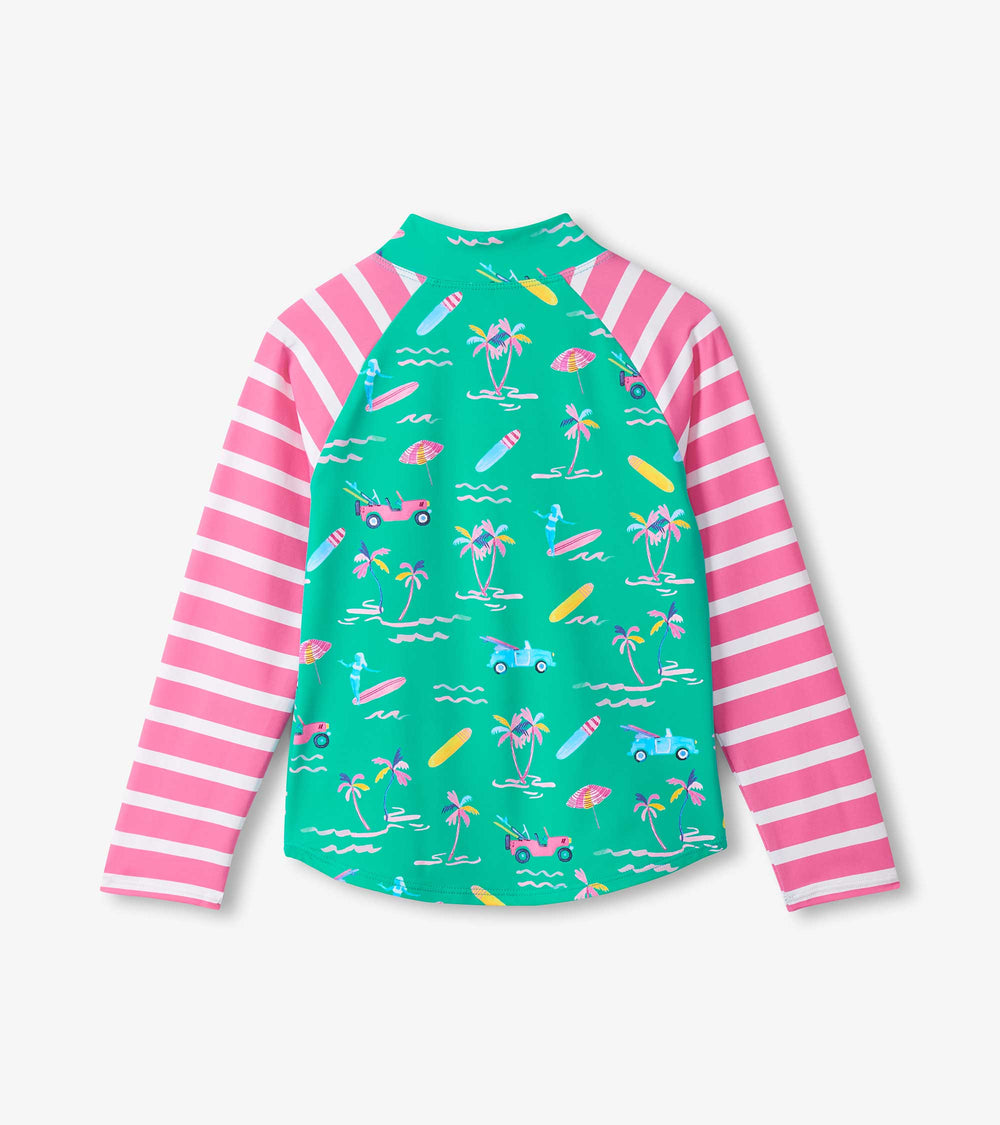 Hatley Girls Tropical Long Sleeve Two-Piece Rashguard Swimsuit