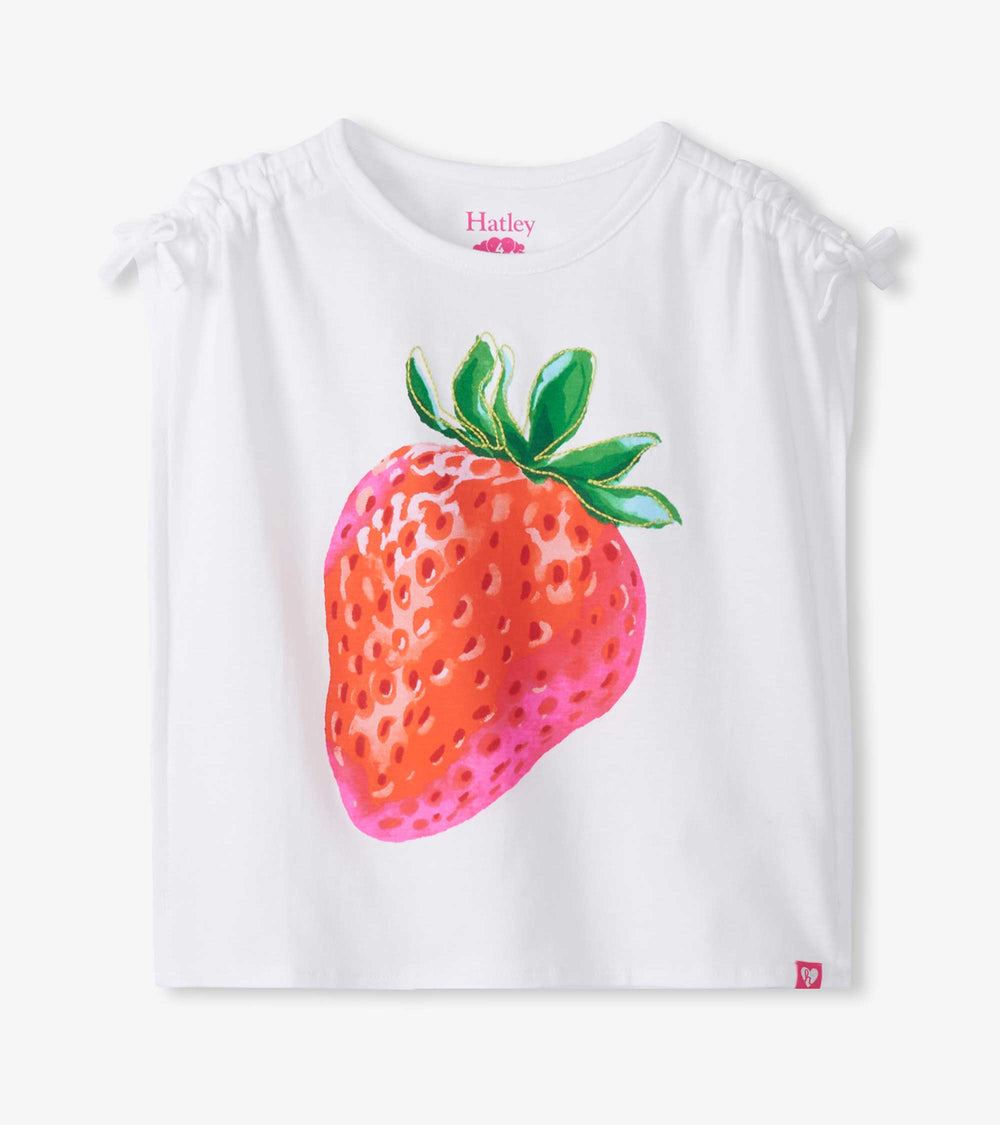 Hatley Girls Strawberry Cinched Shoulder Top