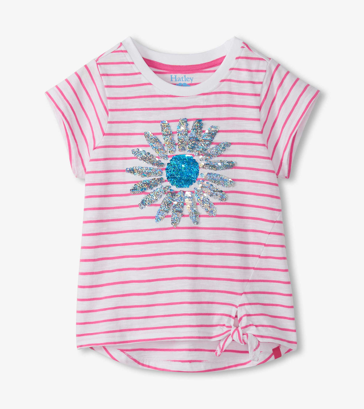 Hatley Girls Radiant Flower Striped Tie Front T-Shirt