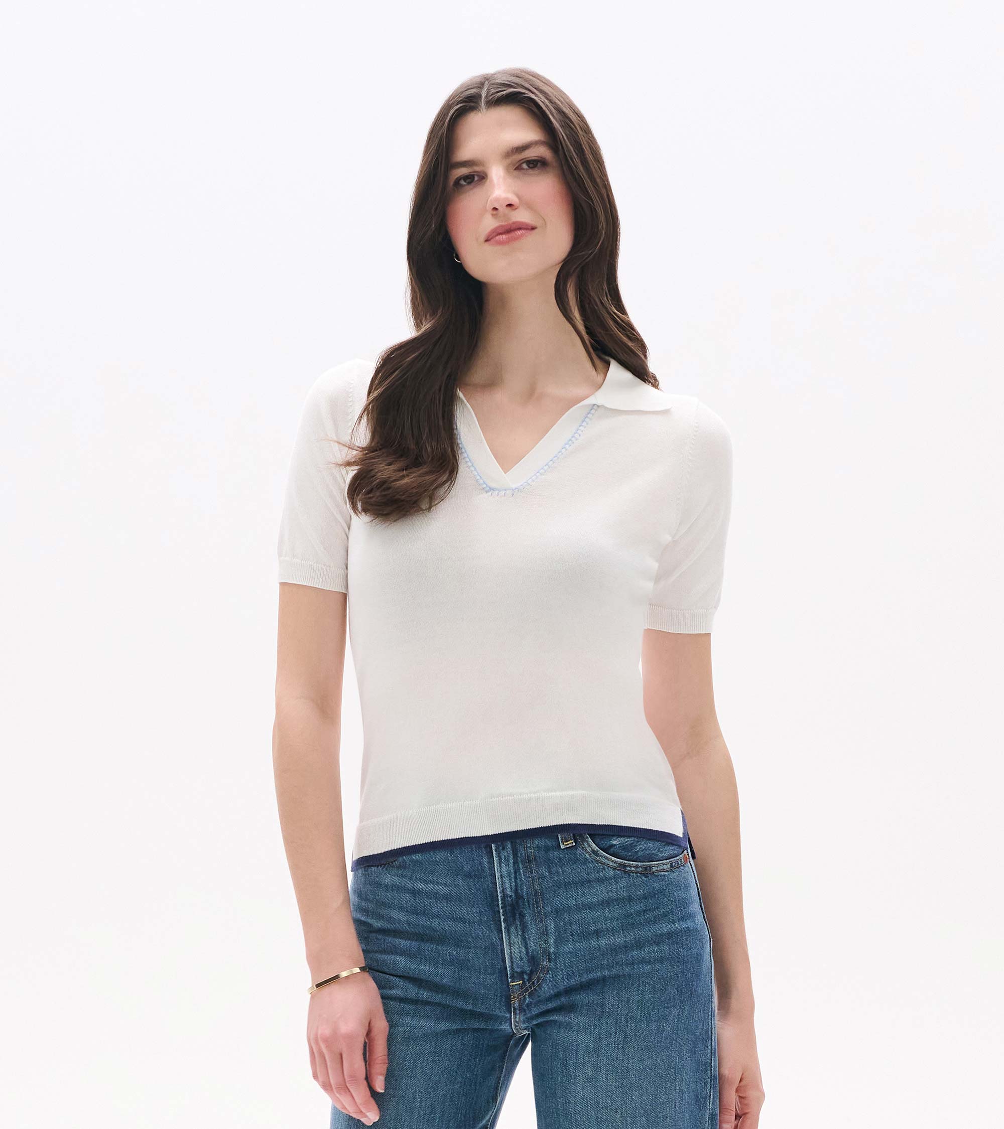 Hatley Johnny Collar Top - White