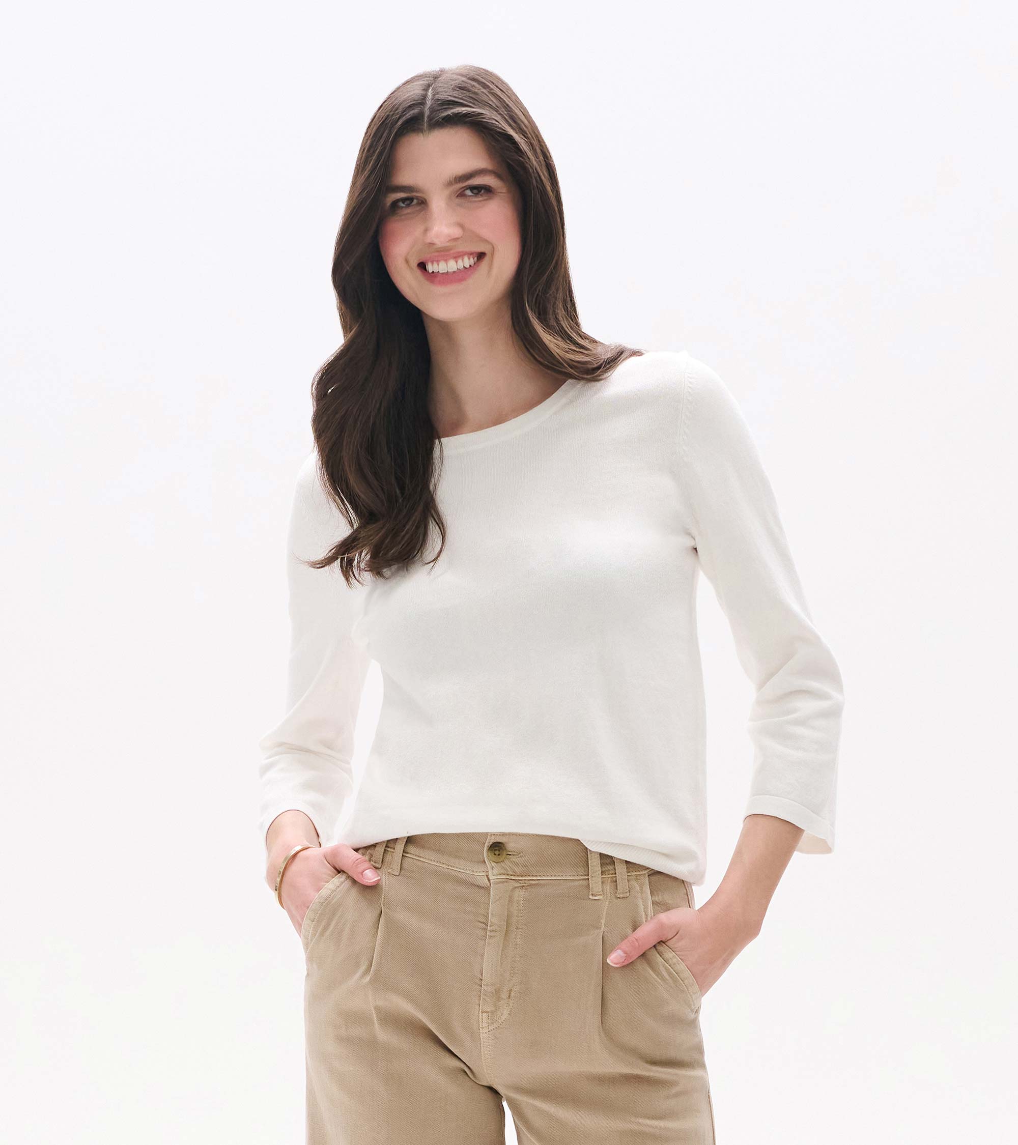 Hatley 3/4 Sleeve Knit Top - White