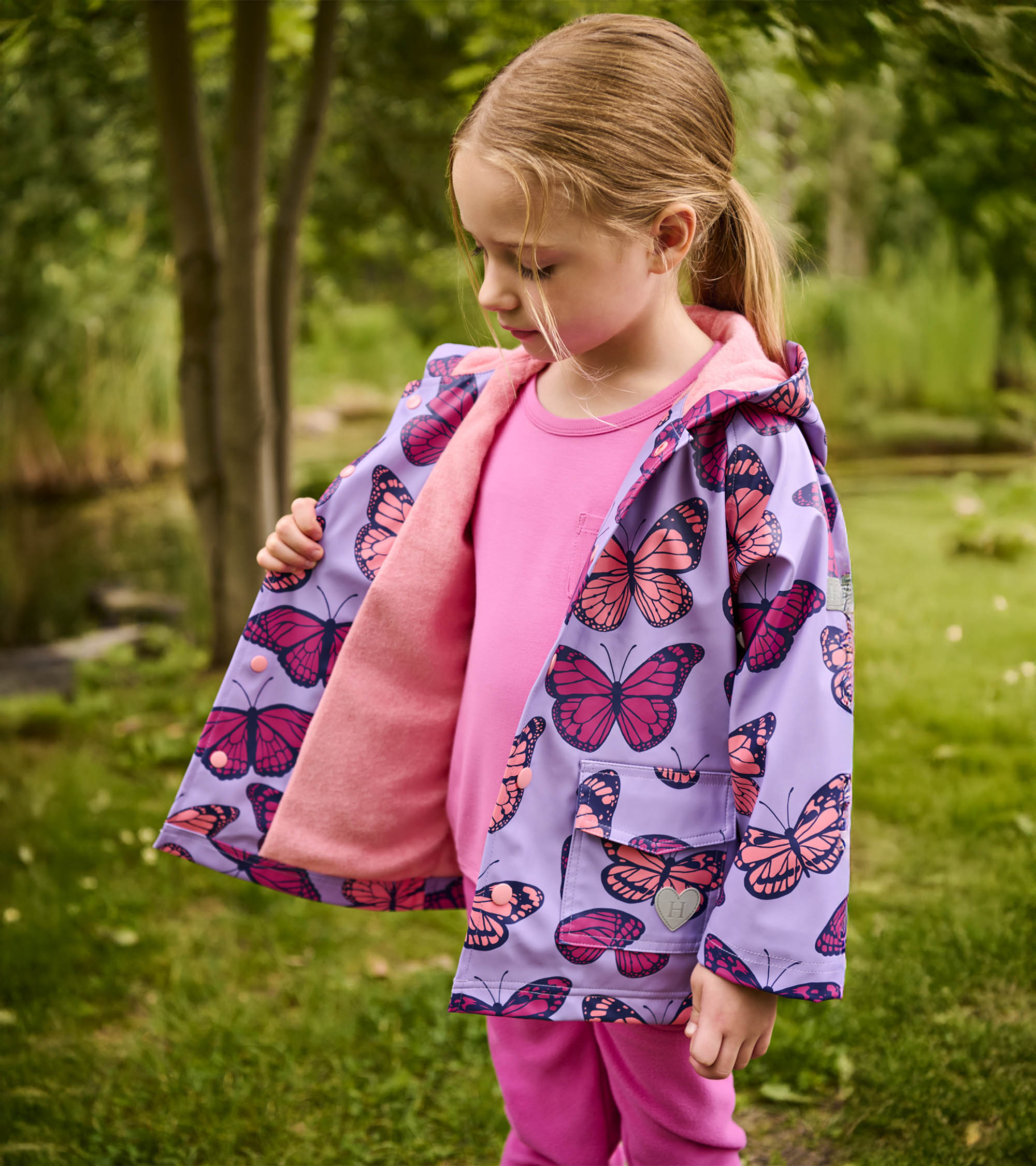 Hatley Girls Violet Butterflies Rain Jacket