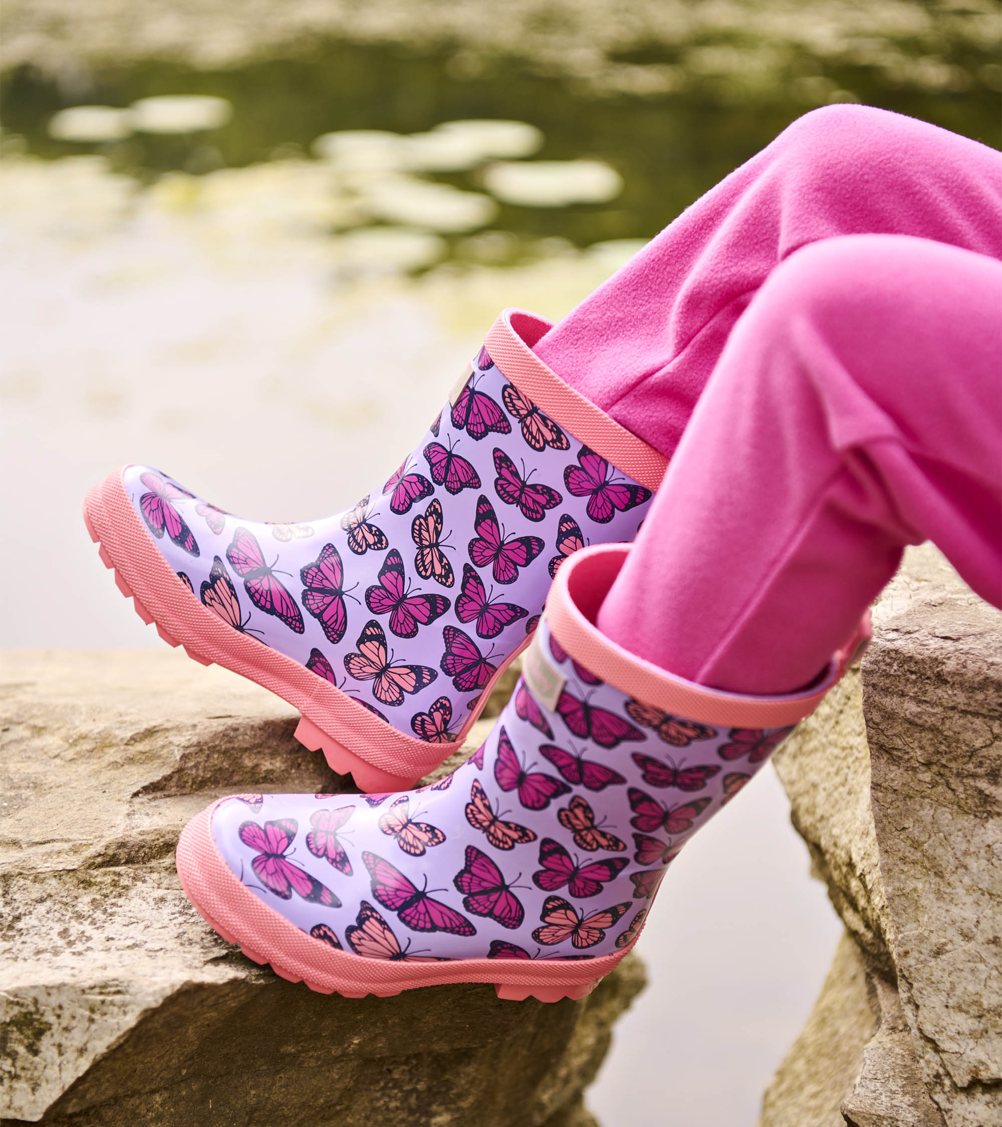 Hatley Girls Violet Butterflies Shiny Rain Boots