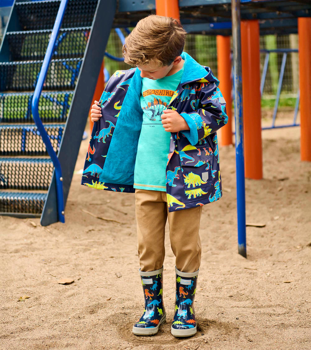Hatley Boys Neon Dinos Rain Jacket