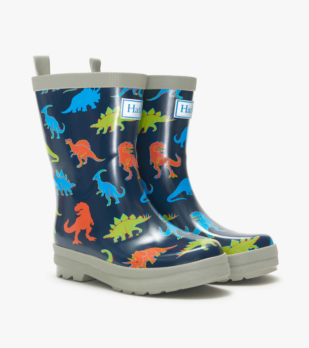 Hatley Boys Neon Dinos Shiny Rain Boots