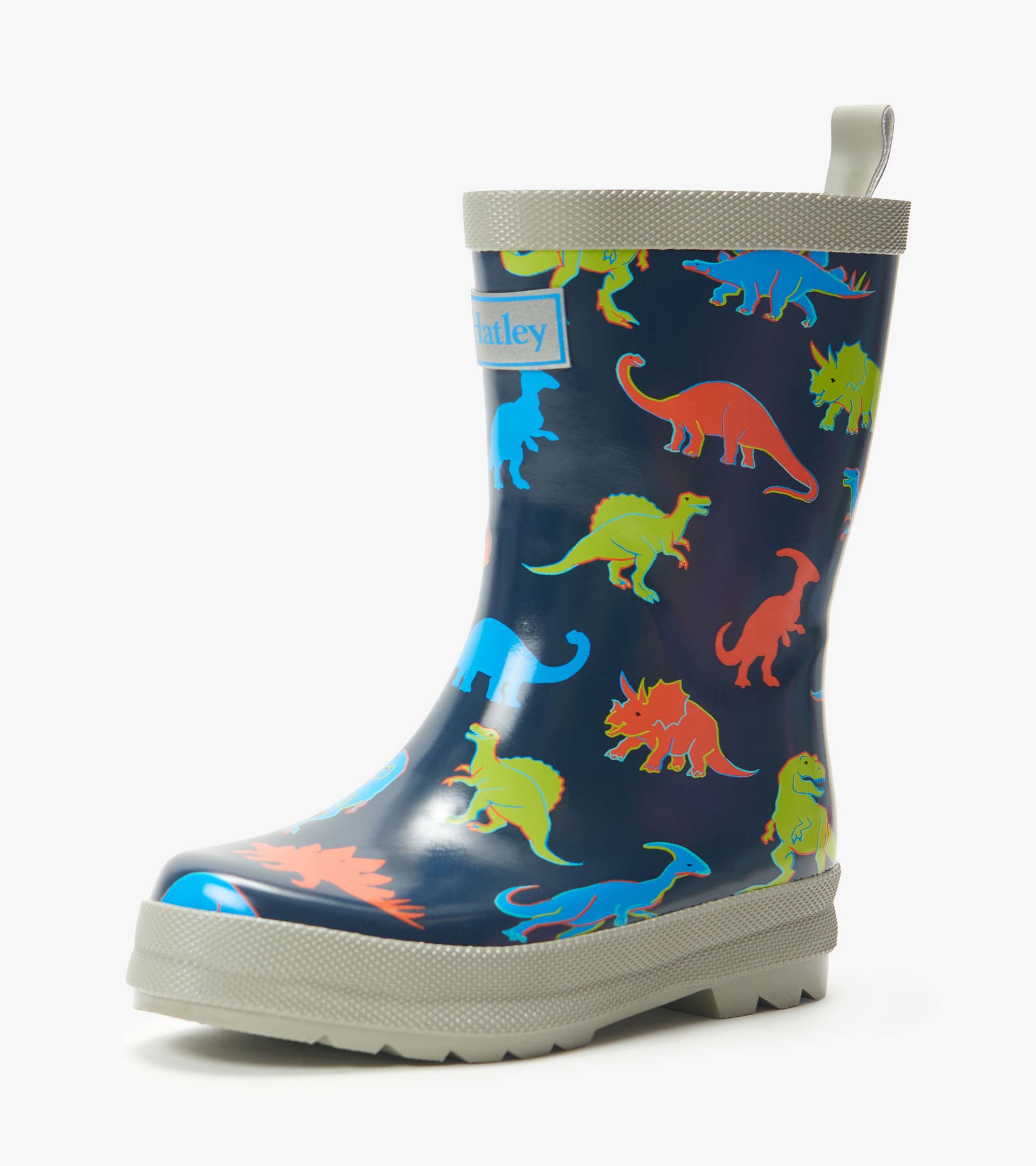 Hatley Boys Neon Dinos Shiny Rain Boots